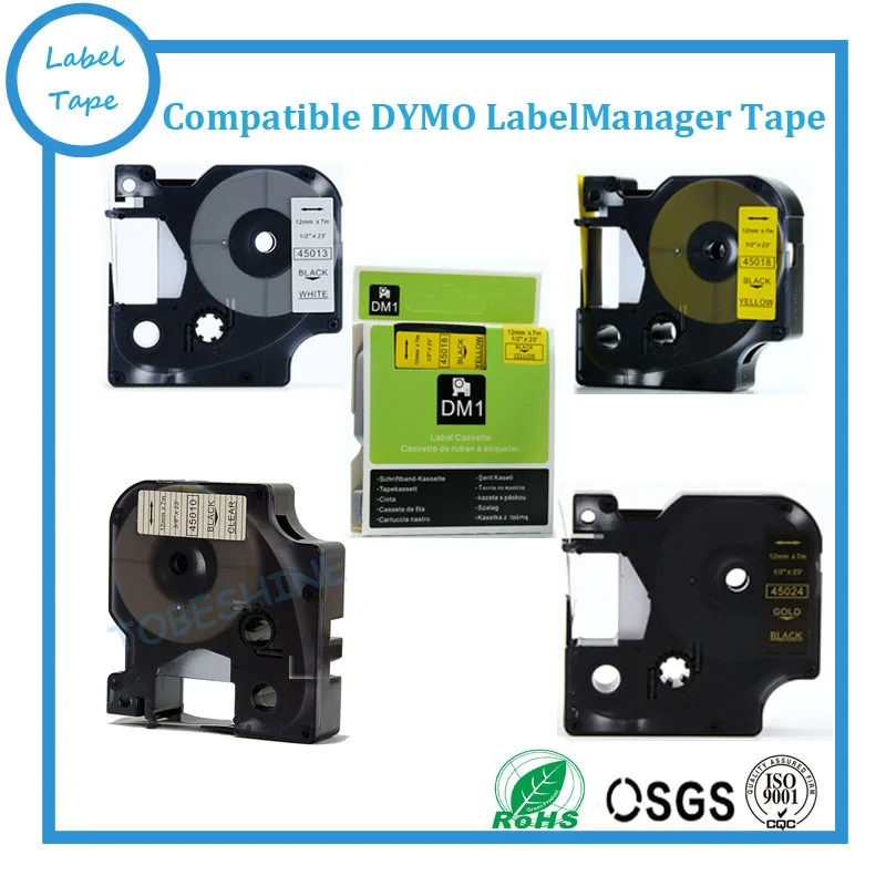 

4PK лента DYMO D1 смешанные цвета на выбор 45010 45013 45018 45023 черный на прозрачном/белом/желтом/серебряном
