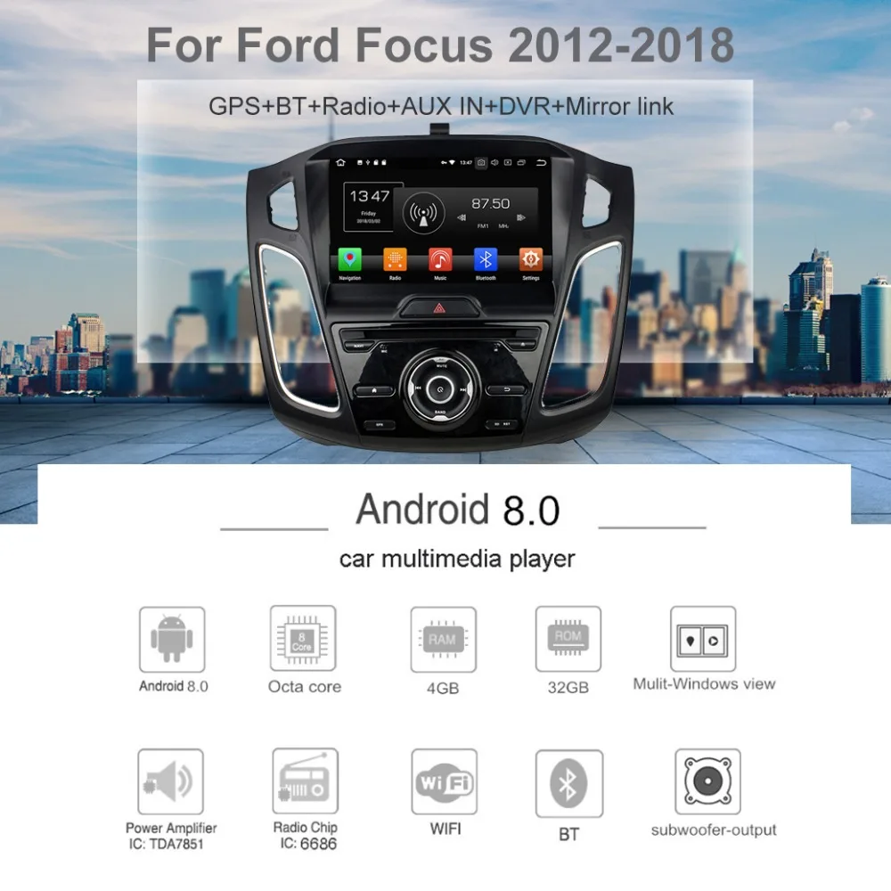 Автомагнитола 1 Din автомагнитола gps Android 1din Центральная мультимидия для Ford Focus 2 |