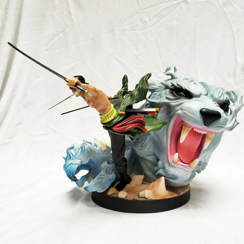Одна деталь POP Roronoa Зоро 23 см Боевая версия тигра фигурка GK окрашенная Фигурка делюкс ПВХ Коллекционная модель игрушки Brinquedo