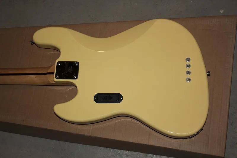 Роскошный на заказ 4 струны кленовый гриф F JAZZ Bass Винтаж с активными звукоснимателями кремовый желтый электрический бас-гитара-15-9