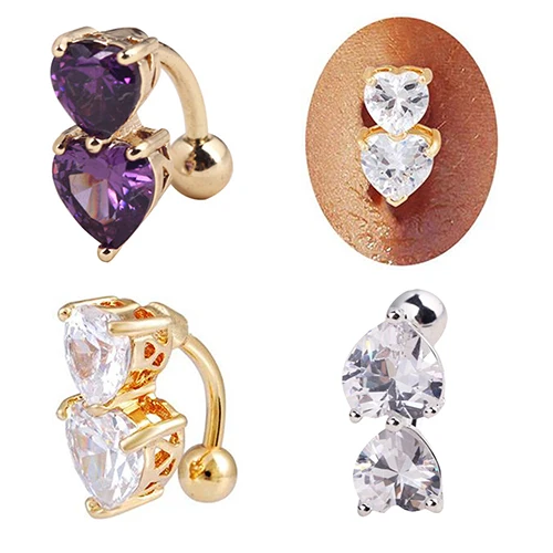 Кольцо для пирсинга живота Золотое кольцо с кристаллом циркония в обратном