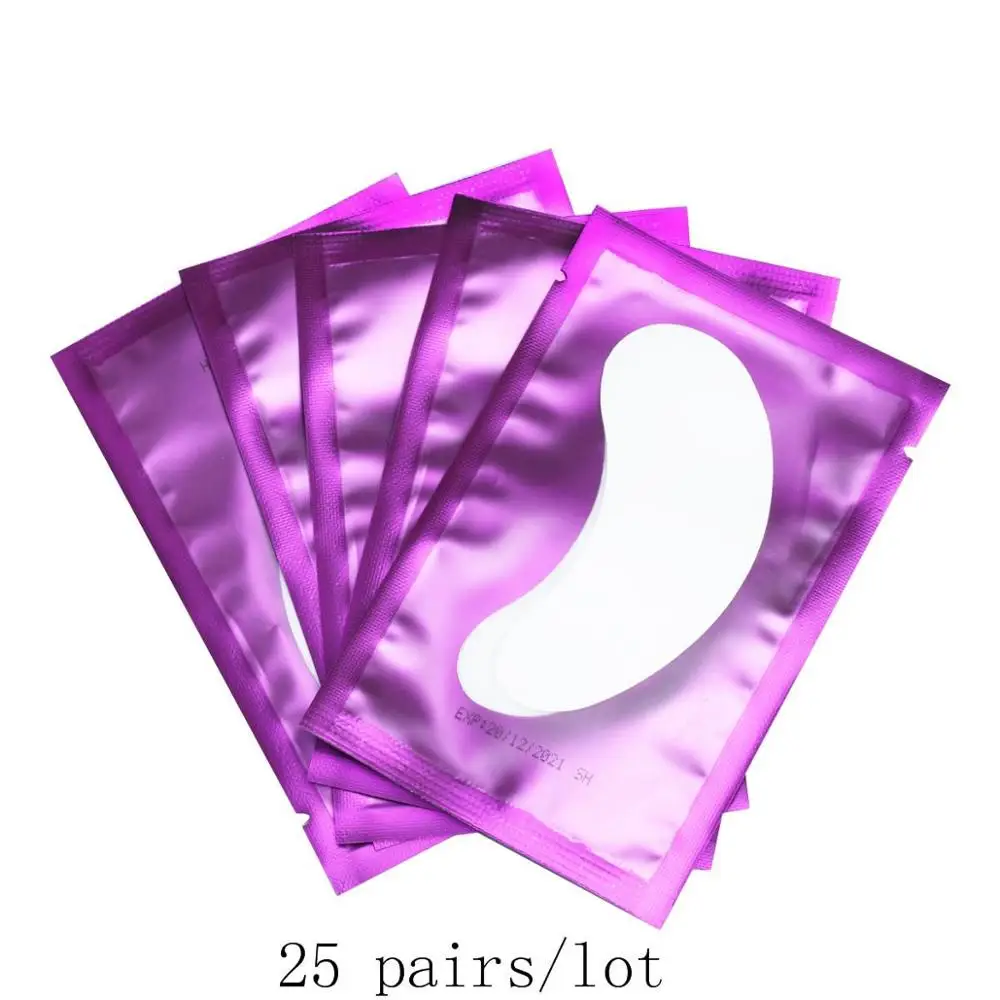 Purple 25 Eyepads 50/100/200 пар бумажные патчи для ресниц накладки под глаза ресницы, глаза патчи Безворсовая Ткань Для женщин Eyepads наращивание ресниц инструменты - Цвет: Purple 25