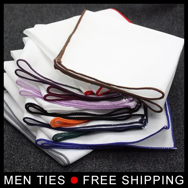 Высокое качество белый цвет Карманный квадратный для мужчин узор хлопок платок