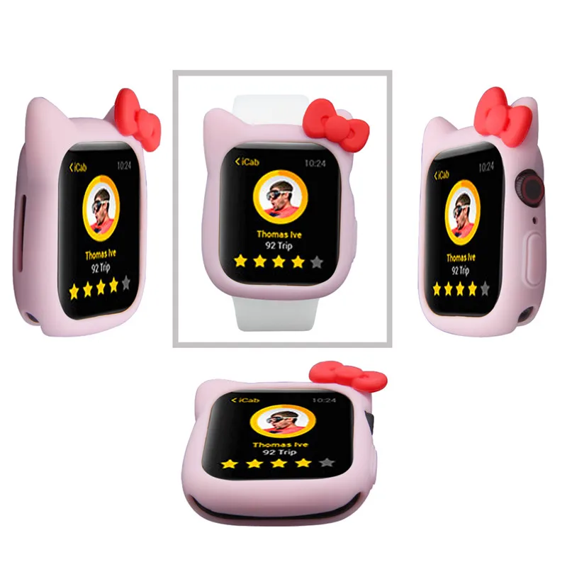 Силиконовый чехол с милыми ушками Микки и Минни Маус для Apple Watch Series 4, 3, 2, 1, защитный чехол для iWatch 44 мм, 42 мм, 40 мм, 38 мм