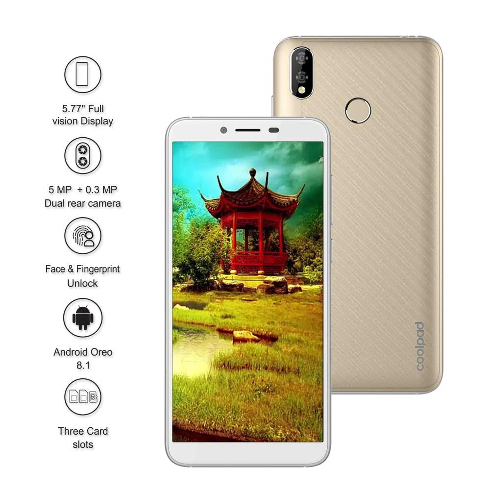 Coolpad MEGA 5 разблокировка лица отпечатков пальцев смартфон 3G 32G 77 дюймов 18:9 ips MTK6739