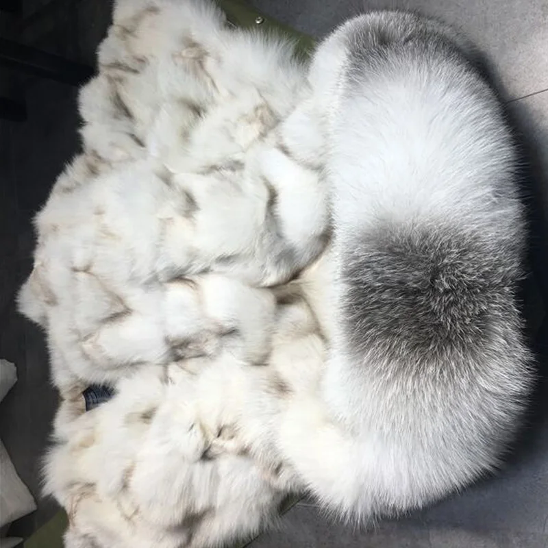 Куртка с подкладкой из натурального меха лисы зимняя женская куртка капюшоном