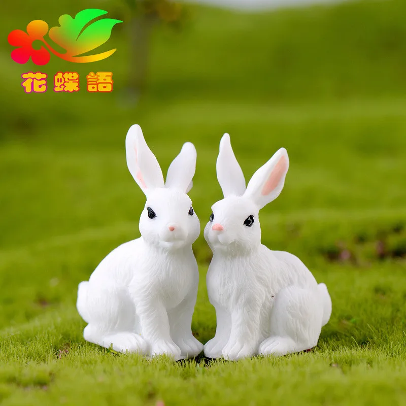 Милая семейная мини фигурка белого кролика полимерное ремесло микро ландшафт