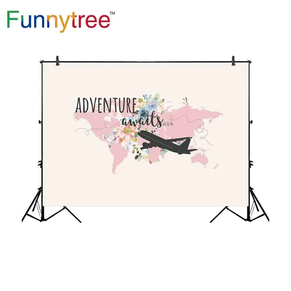 Фон Funnytree для фотосъемки с тематикой свадьбы самолета приключений розовая карта