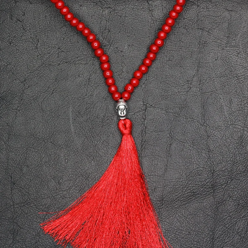 Bohemian Boho Popcorn Glass Beads Necklace Collares Collier Colar Jewelry Maxi Joyeria Long Tassel Buddha Charm women necklace | Украшения