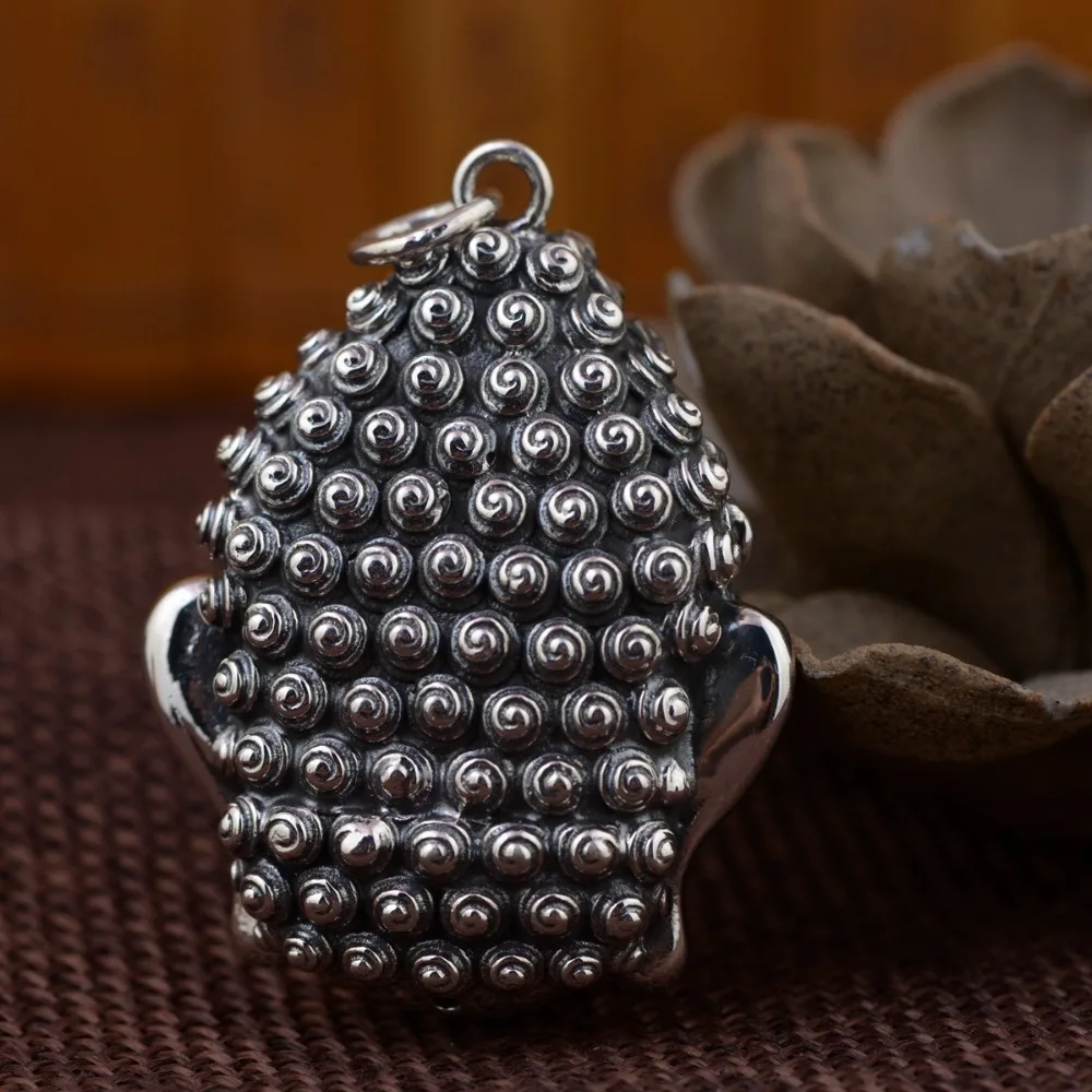 

S925 antique style Buddha head pendant Thai silver new couple models gifts