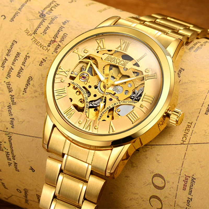 BOSCK Мужские автоматические механические часы Для мужчин брендовые роскошные
