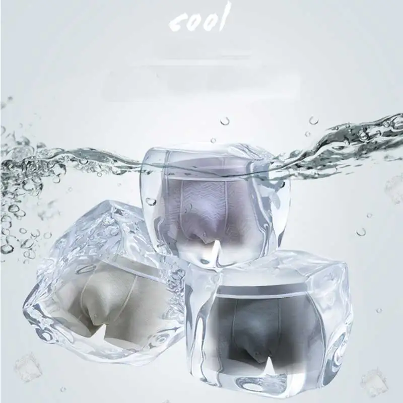 Летнее клетчатое Для мужчин нижнее белье Ice Silk трусы боксеры дышащие шорты