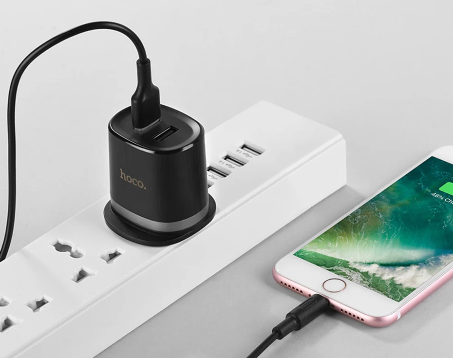 HOCO, новинка, 2 порта, USB, настенное зарядное устройство для быстрой зарядки, штепсельная вилка Великобритании, для iPhone XS, XS, Max, XR, samsung, xiaomi, huawei