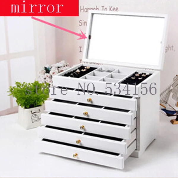 Upgraded version With mirror Wood Jewelry Box Storage Gift Display Box Jewelry Lagre Gift Box  Packaging casket  gift   box