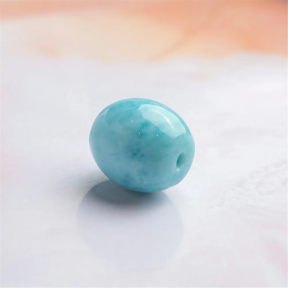Natural Blue Larimar Gems Crystal Barrel Shape Round Beads Charm Pendant Necklace For Women Female | Украшения и аксессуары