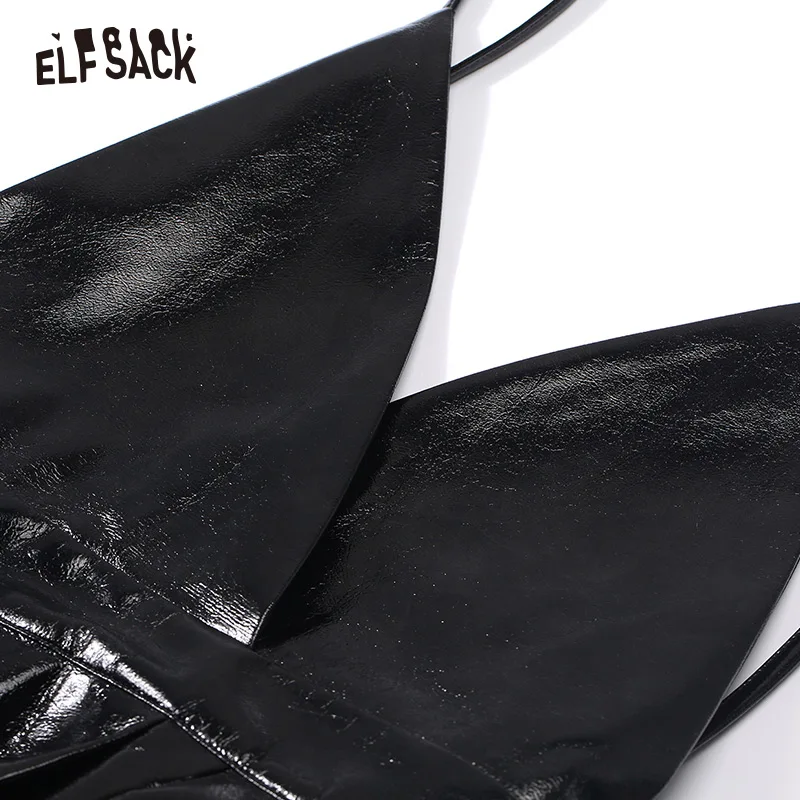 ELF SACK винтажное женское платье на бретелях с v-образным вырезом модные офисные женские повседневные Черные платья осенние женские вечерние платья