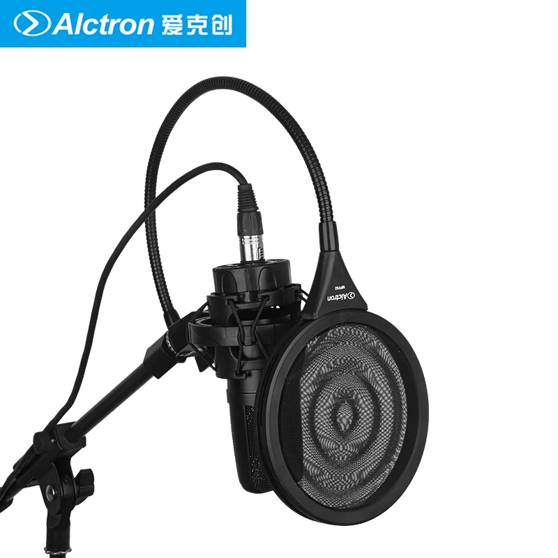 Alctron MPF02 двухслойный металлический поп-фильтр двойной нержавеющий сетчатый фильтр для фильтра слюнявчик для студийного/сценического микрофона