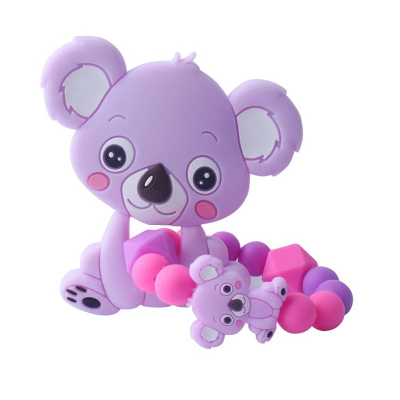 

1 PCS Cute Koala Silicone Teether Baby Bracelet Beads Safety Rubber Food Grade Teether Toys