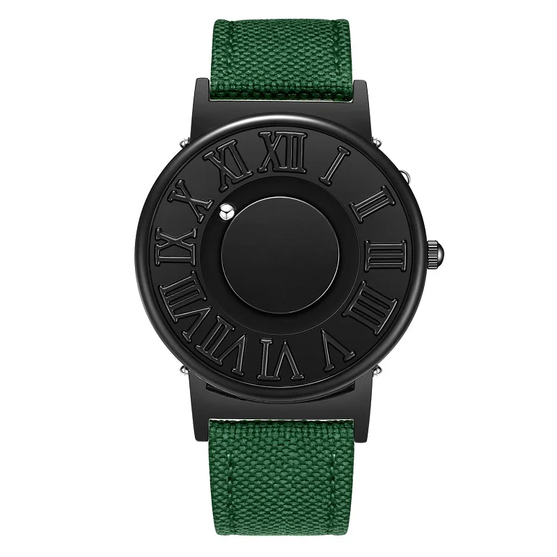Green Canvas Strap EUTOUR часы мужские холст кожаный ремешок мужские часы магнитный шар показать кварцевые часы модные мужские часы наручные часы - Цвет: Green Canvas Strap