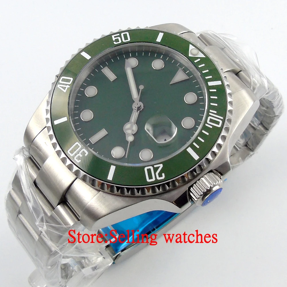 

43mm Olive Dail Olive Ceramic Bezel sapphire glass automatic mens watch