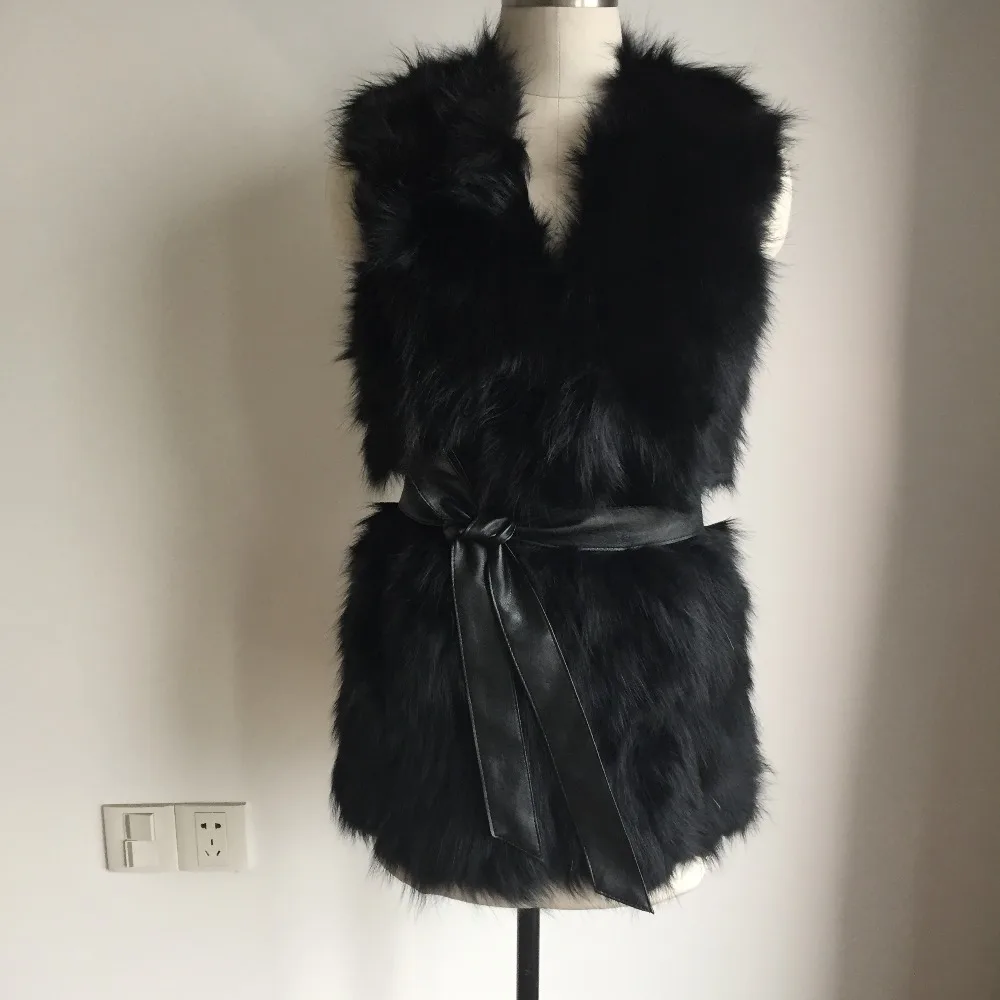 Жилет из натурального меха енота многоцветная жилетка большого размера на заказ