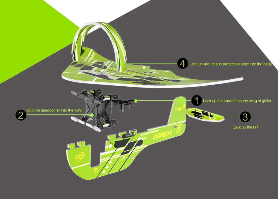 Apex 2 в 1 мини беспилотный летательный аппарат RC Quadcopter 4CH RC Вертолет Дистанционное Управление 6-Axis Gyro 3D Флип самолет модель планера игрушки
