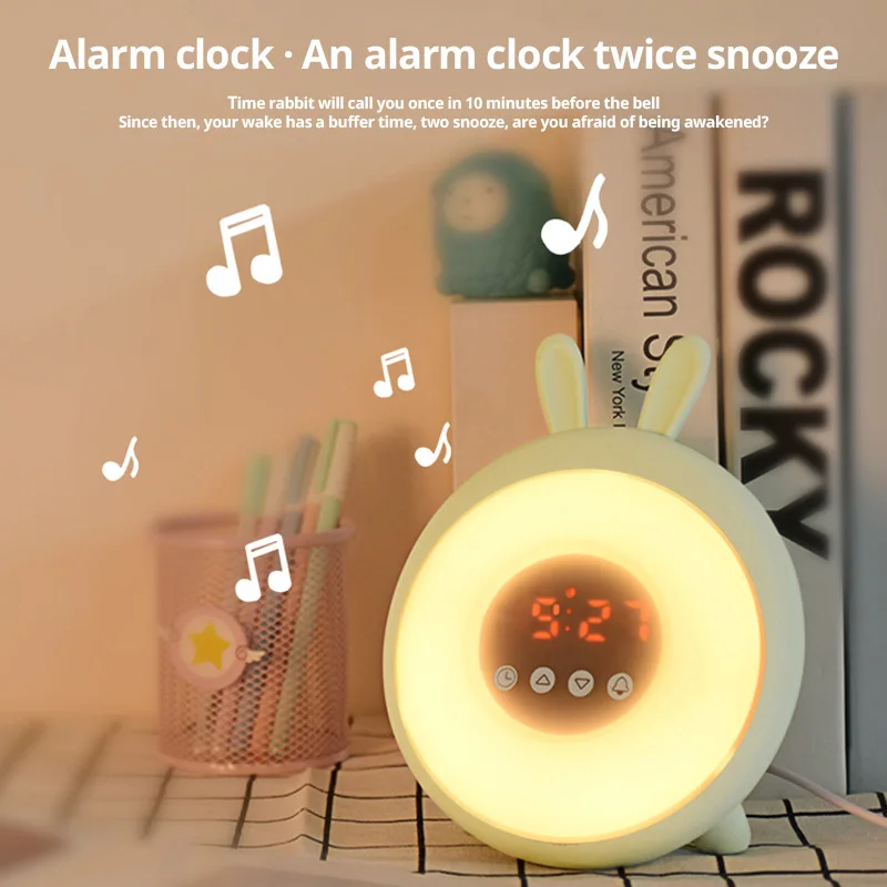 Светодиодный светильник dream time sleeping wake up с будильником, настольная прикроватная лампа с кроликом, перезаряжаемая лампа для детской спальни