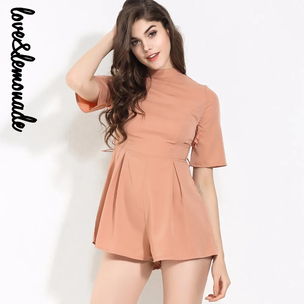 Love & Lemonade коричневый кружевной комбинезон с бретельками на шее TB 10136|lace playsuit|playsuit