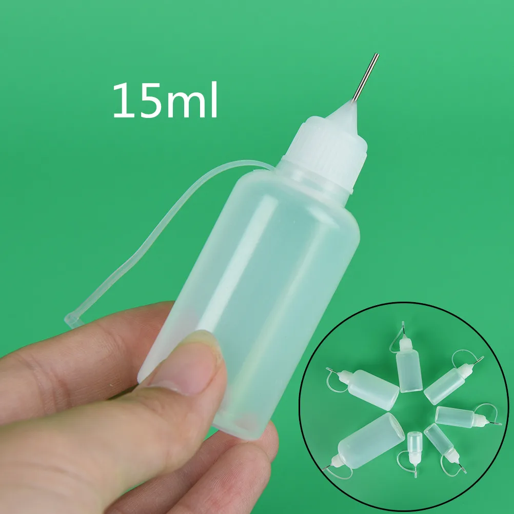 

1pc Empty Squeezable Bottle Needle Tip 15ml Needle Empty Bottle Metal Needle Cap White Plastic Dropper Bottles