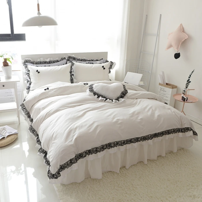 100% хлопок кружевное постельное белье роскошные постельные принадлежности