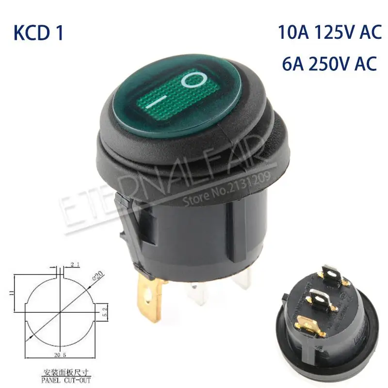 KCD1-Green-3J2D KCD1 KCD2 KCD4 KCD6 On Off 10A 16A 20A 125V 250V AC сверхмощный DPST герметичный водонепроницаемый авто лодка морской тумблер кулисный переключатель с - Цвет: KCD1-Green-3J2D