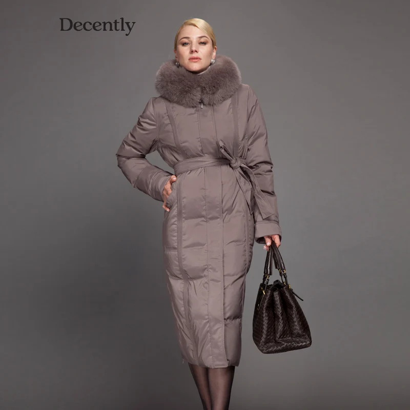 Прилично Новый Женский X длинные Solid Молнии Широкий Талией Утка Вниз Парки Пояса