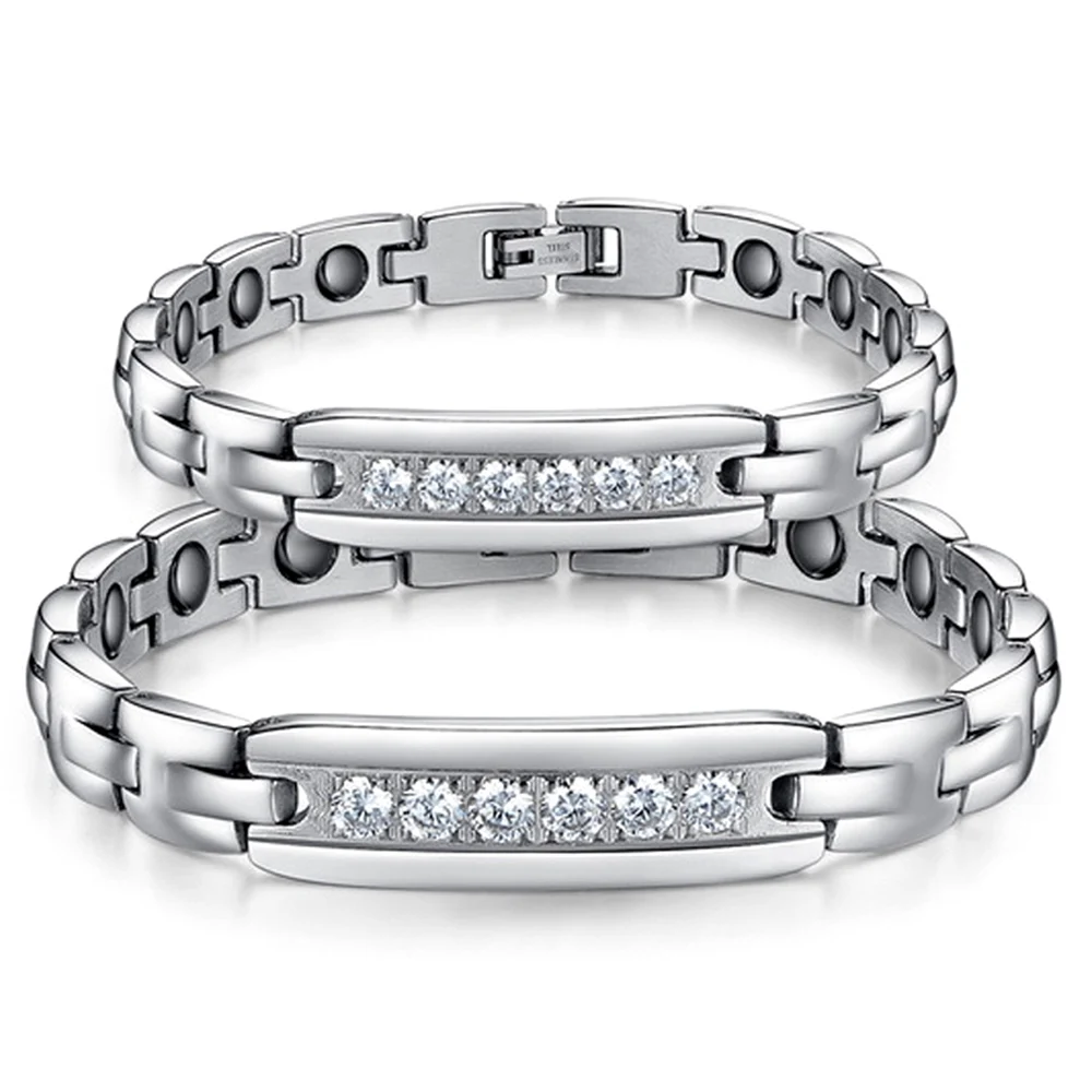 Браслет для влюбленных из нержавеющей стали с кристаллами CZ энергетические