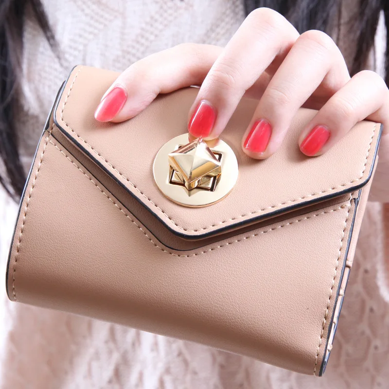 Rotary lock women wallet multifunction small purse with large capacity short pu leather female clutch lady | Багаж и сумки