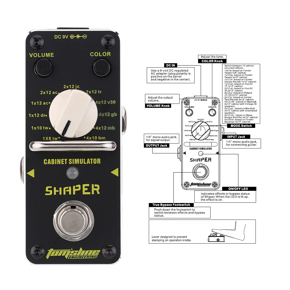 

AROMA ASR-3 Shaper Cabinet Simulator Mini Single Electric Guitar Effect Pedal with True Bypass