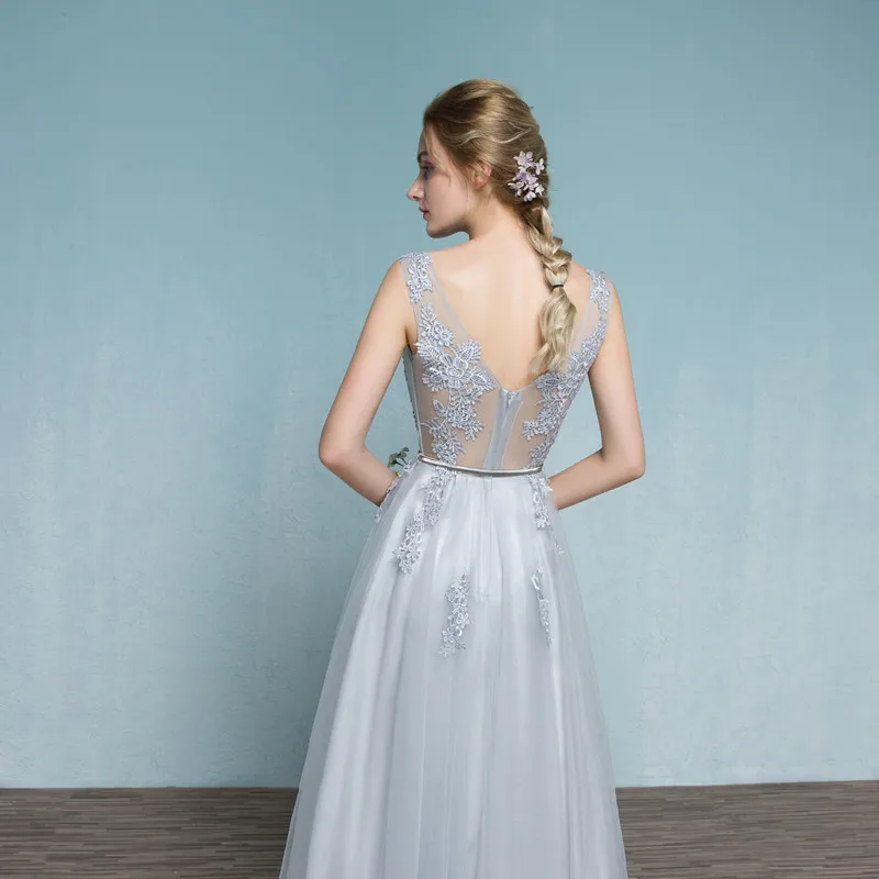 Vestidos Де Novia Новый Сексуальный Серый Длинные Платья Выпускного Вечера 2017 кружева