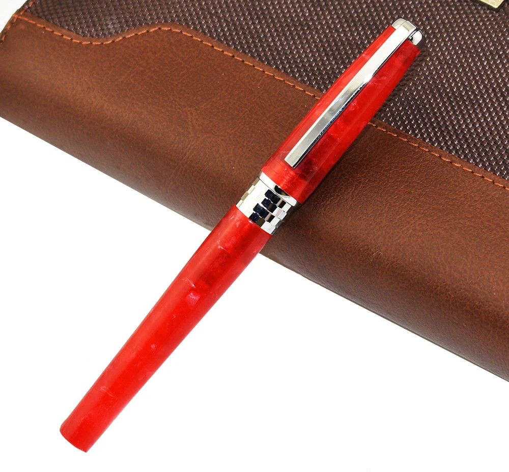 

Fuliwen Celluloid Marble Fountain Pen 2037 Iridium Fine Nib Fashion Red High Quality Writing Gift Pen for Business Office School