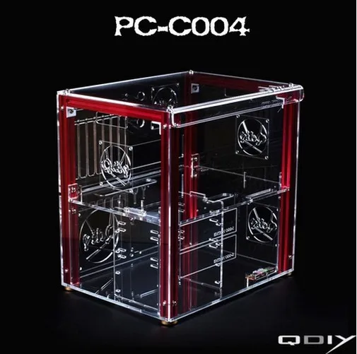 QDIY PC C004 полный прозрачный акриловый персональный с водяным охлаждением чехол для