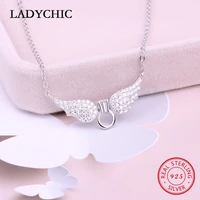 ladychic 100 925 sterling silver angel wings pendant necklaces romantic classic crystal jewelry for women wedding chain lns1024