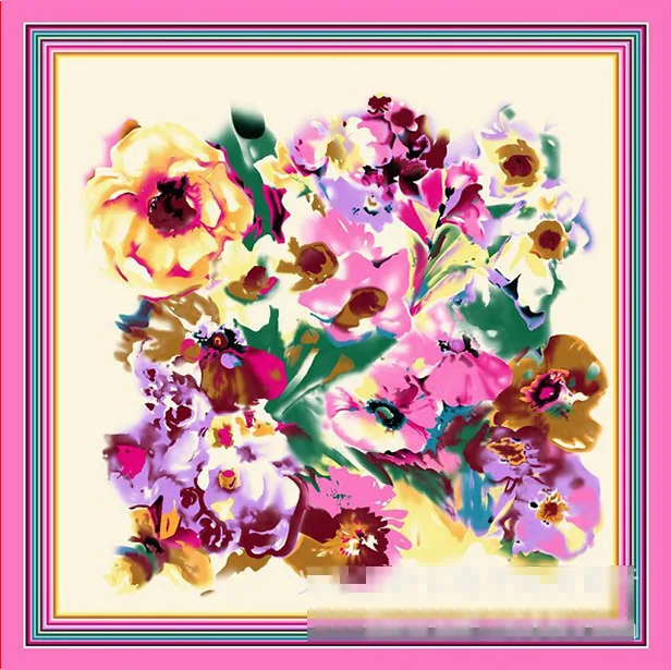 Женский шёлковый шарф с принтом 90 х90 см |