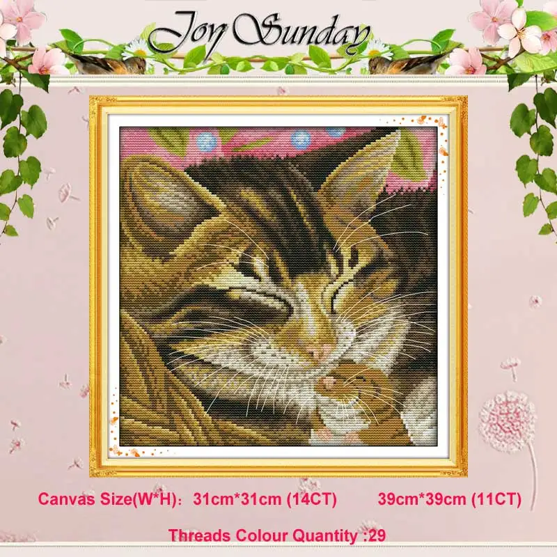 Smiling cat Жадный кот котенок nimals Счетный 11CT 14CT Набор для вышивания крестиком DIY DMC Китайский Набор для вышивания крестиком вышивка рукоделие домашний декор - Цвет: Smiling cat