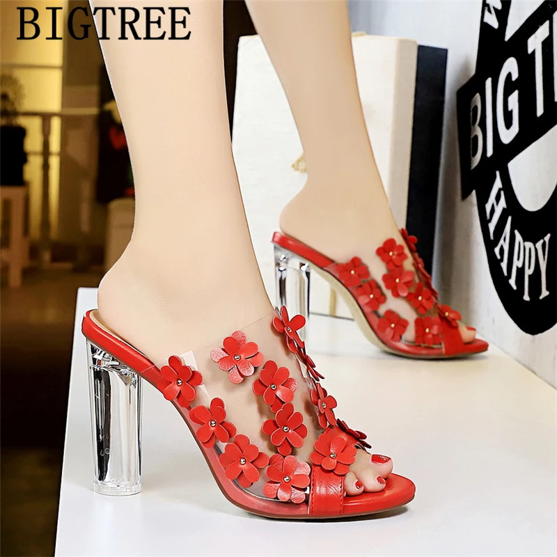 Туфли bigtree/летние шлепанцы на высоком каблуке прозрачная обувь туфли без пяток