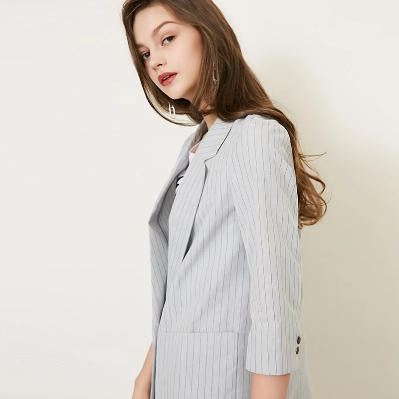 Vero Moda женский полосатый лацкан 3/4 рукава длинный пиджак блейзер | 318308516