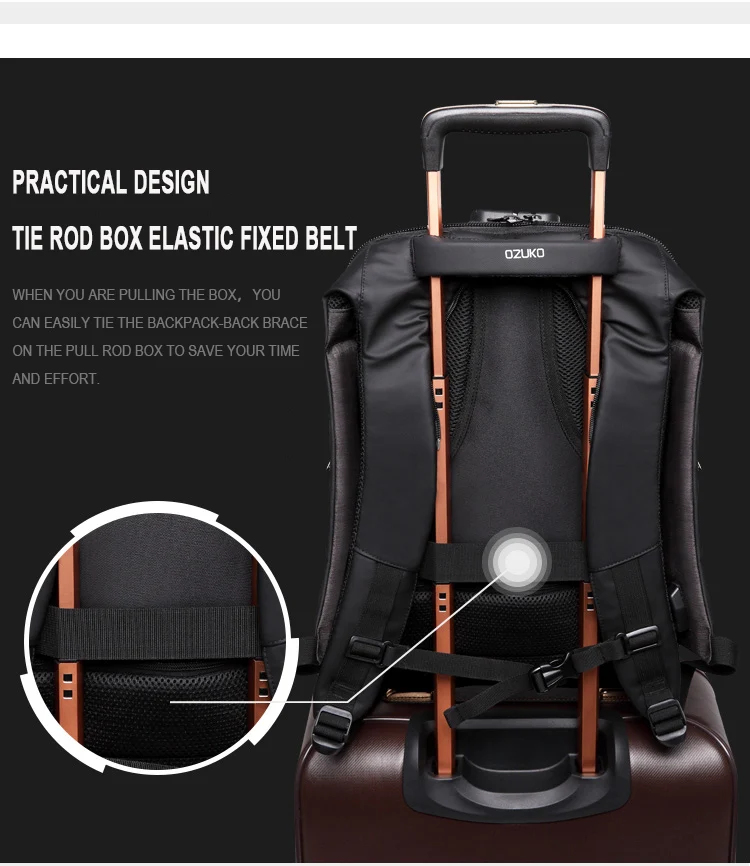 Рюкзак ozuko, водонепроницаемый, мужской, Mochila, внешний, USB, зарядка, 15,6 дюймов, рюкзак для ноутбука, школьный, Повседневный, школьный, анти-вор, рюкзак
