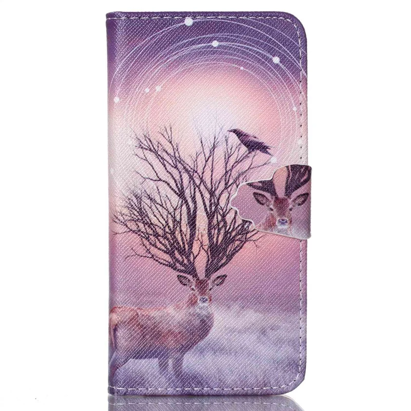 Красочные Картины Дерево Сорока Слот Для Карты Бумажник PU Кожа Стенд Флип Дело