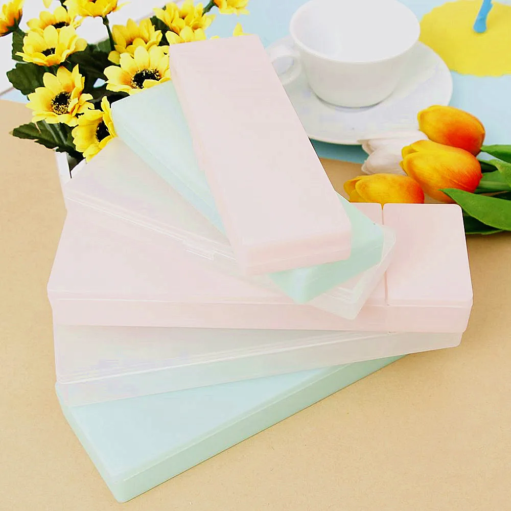 

1PC Candy Color Pen Box Case 2 Sizes Cute Transparent PP Plastic Pencil Case Pen Box Kids Gift Office School Supplies