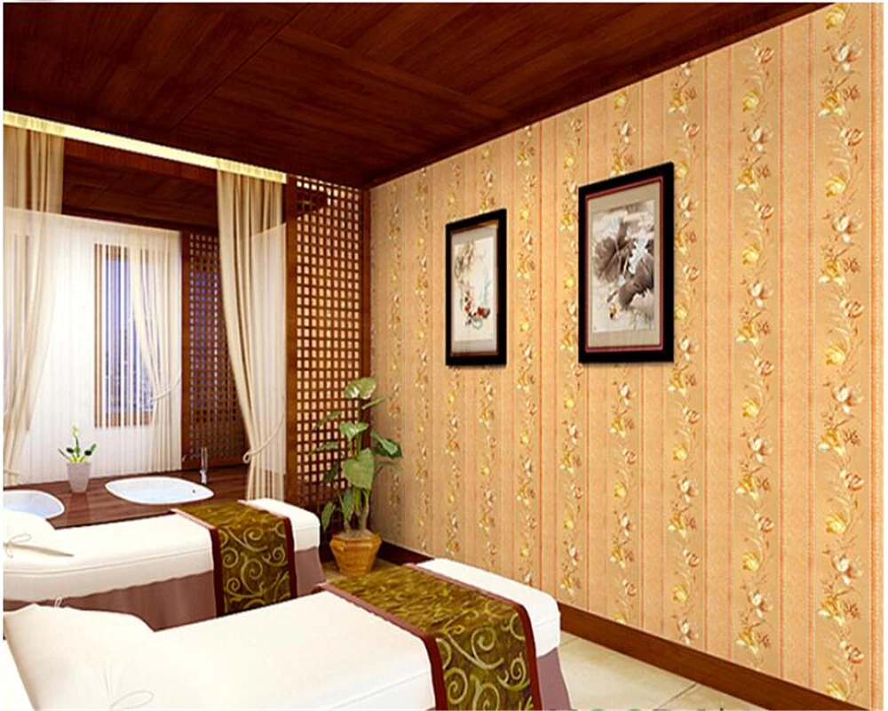 

beibehang papel de parede Hotel Cafe KTV vertical stripes golden flower gold foil background wallpaper hudas beauty bebang