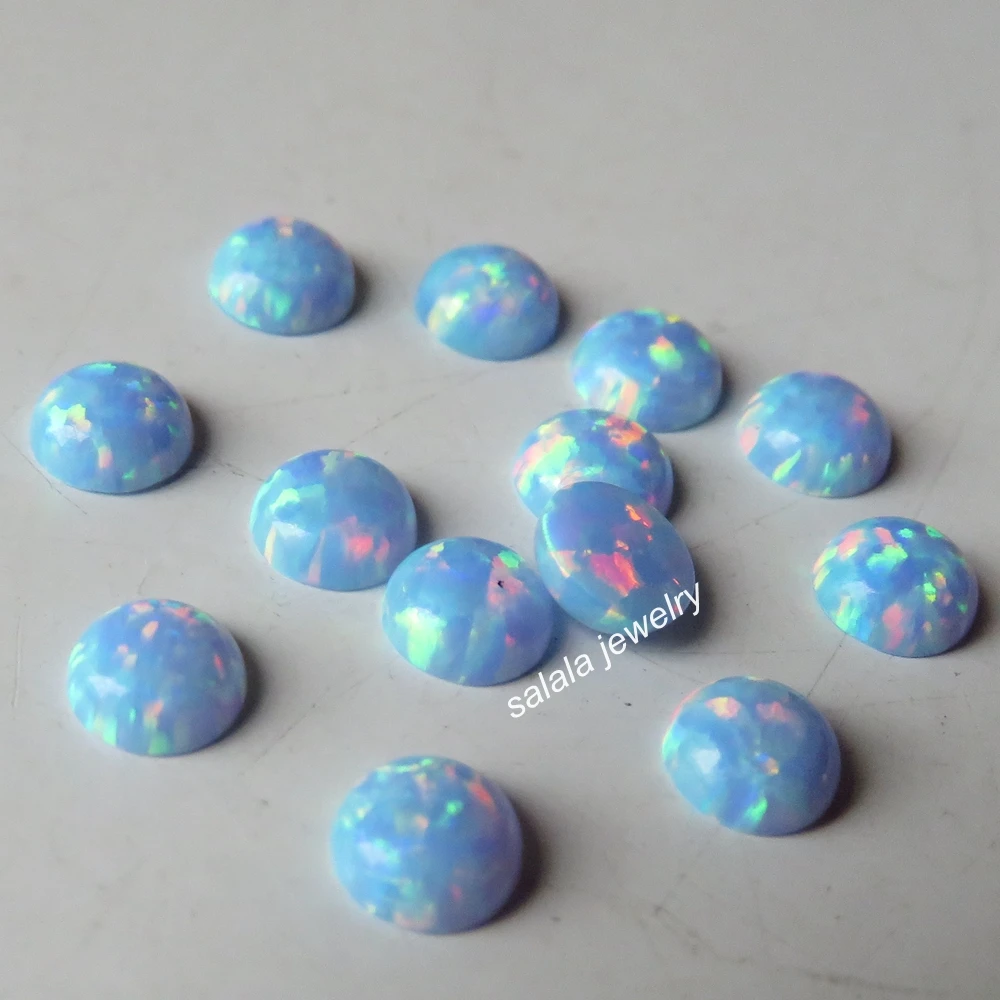 

100pcs/lot OP26 Cornflower Blue Fire Opal 5mm Round Opal Synthetic Round Cabochon Opal Round Opal Cabochon Stone
