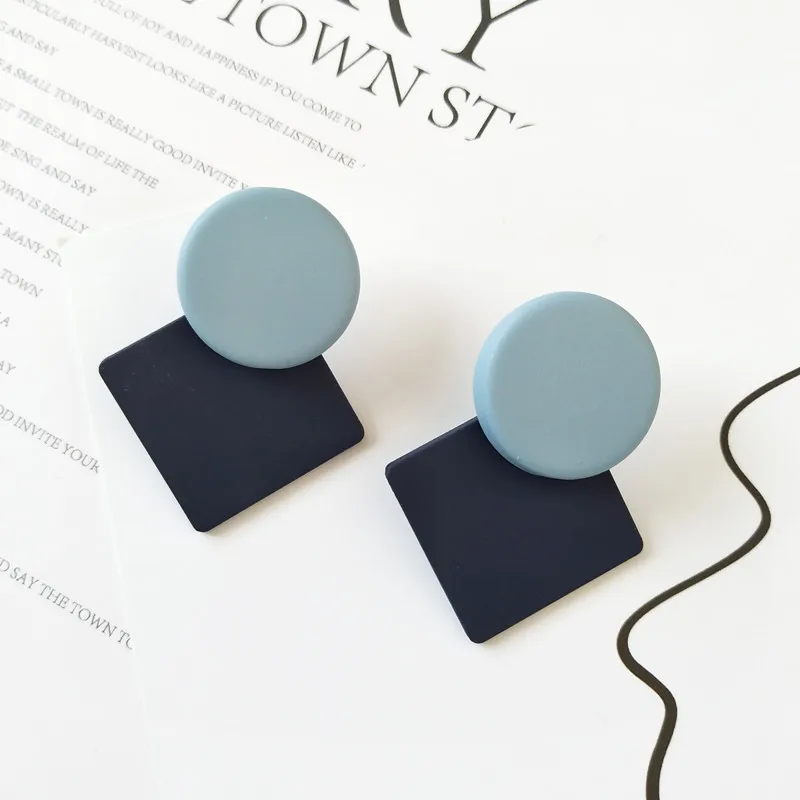 Геометрические Квадратные гладкие серьги модные яркие цветные 2018 Ms ювелирные