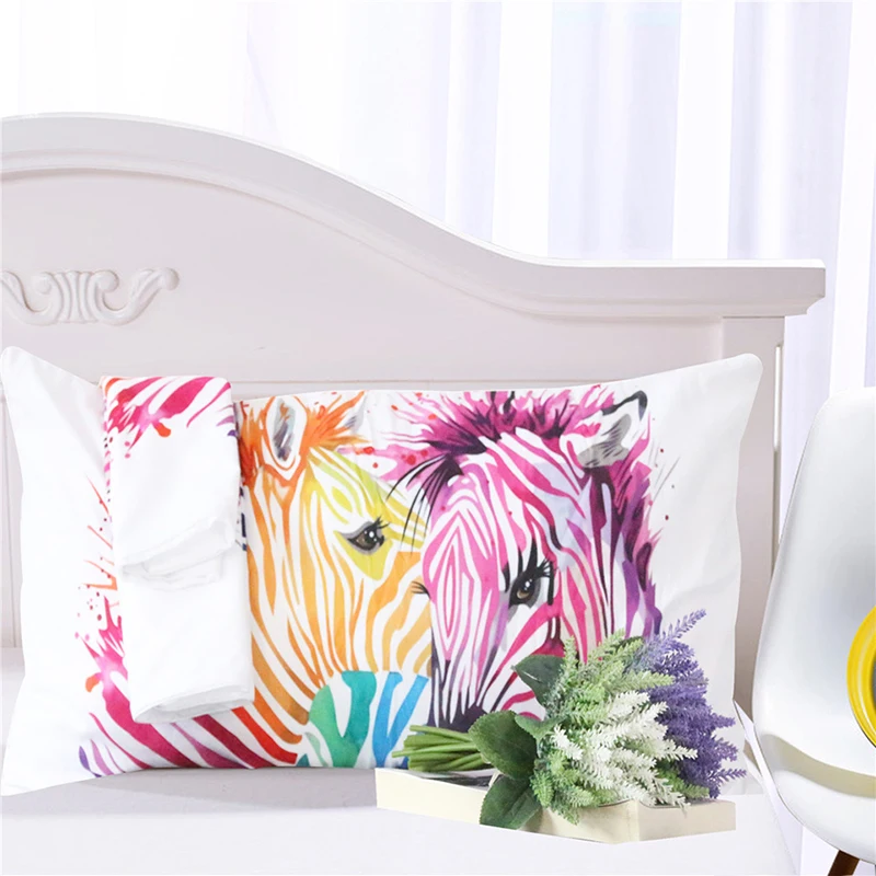 Art Animal Bedding Set Watercolor zebra Printed Duvet Cover +Pillowcases Home Textiles 3pcs Bedclothes | Дом и сад